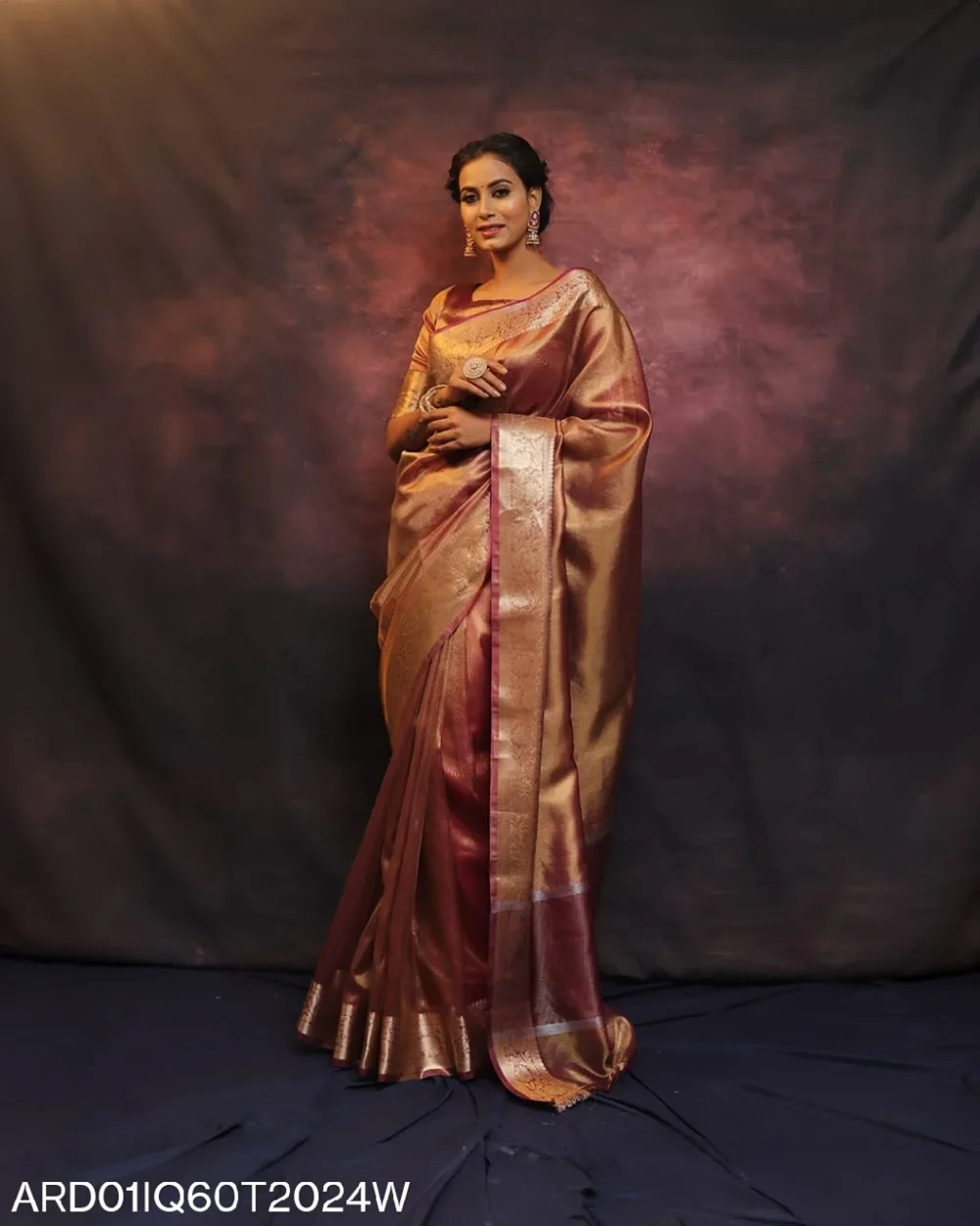 banarasi tissue silk saree red color