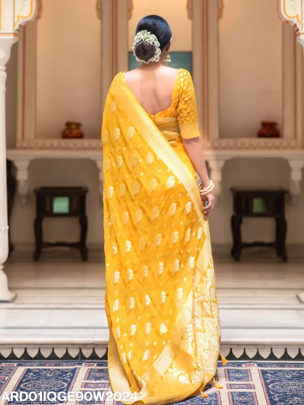 Banarasi Yellow Semi Georgette Saree By Ardhaangini