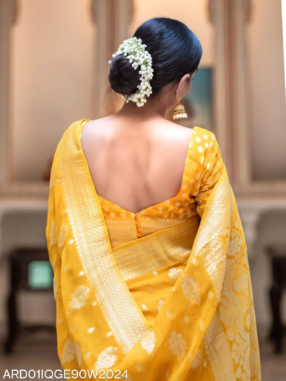 Banarasi Yellow Semi Georgette Saree By Ardhaangini