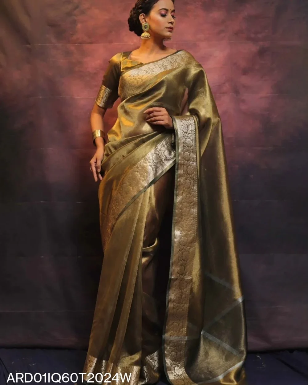 Green Banarasi Tissue Silk Saree
