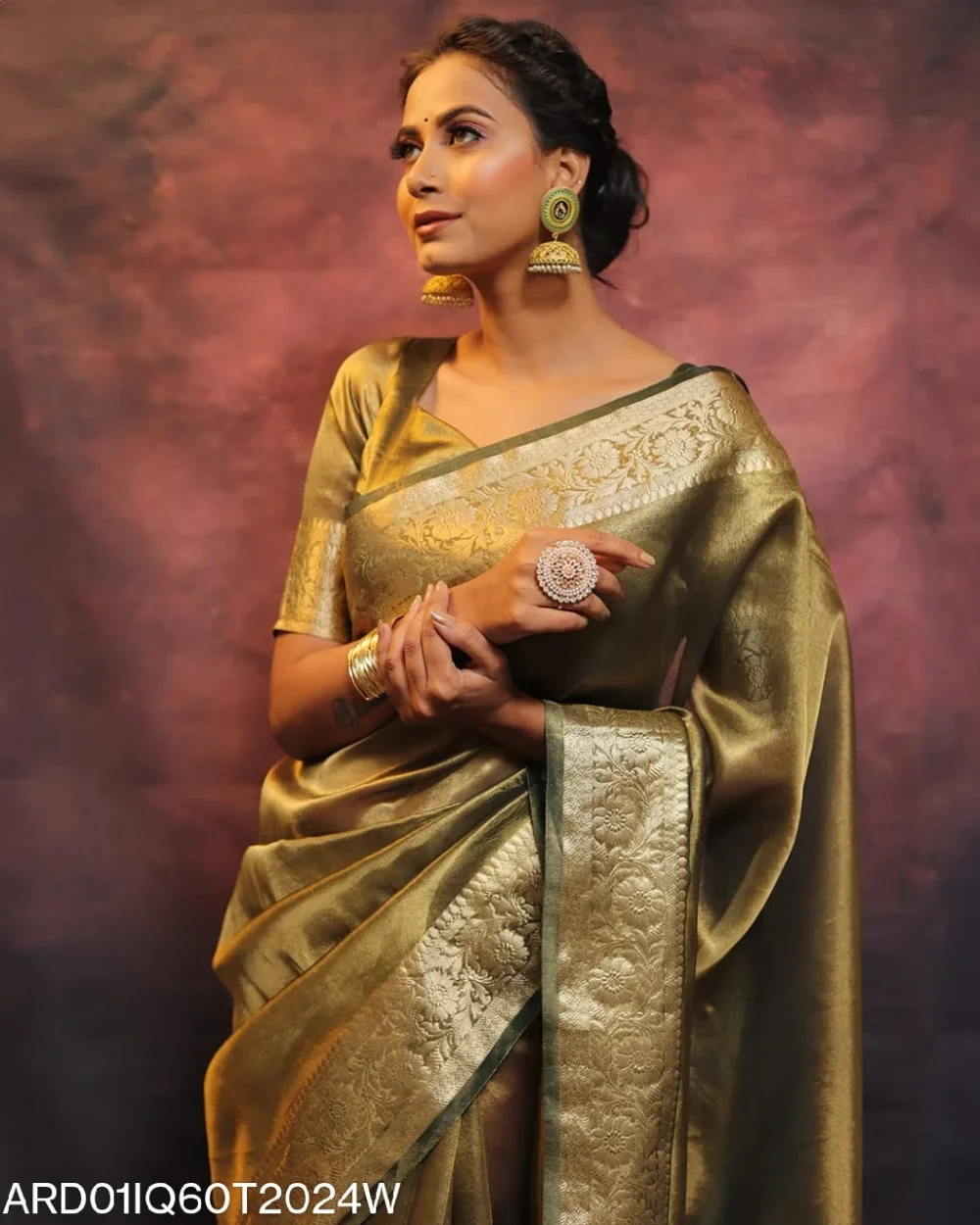 Green Banarasi Tissue Silk Saree