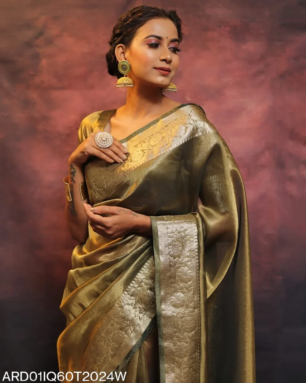 Green Banarasi Tissue Silk Saree
