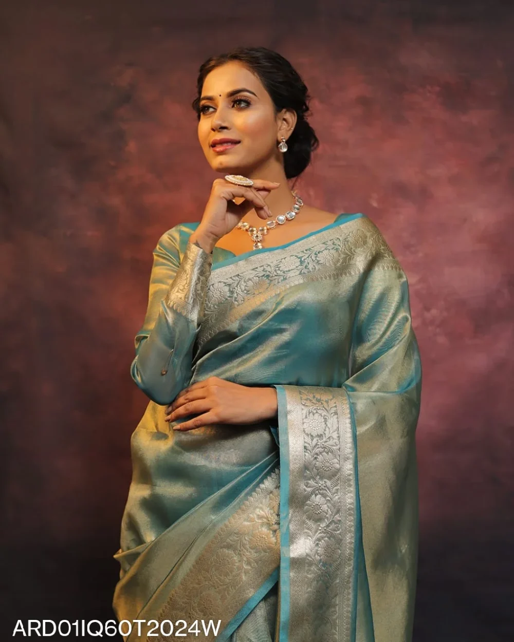 Sky Blue Banarasi Tissue Silk Saree