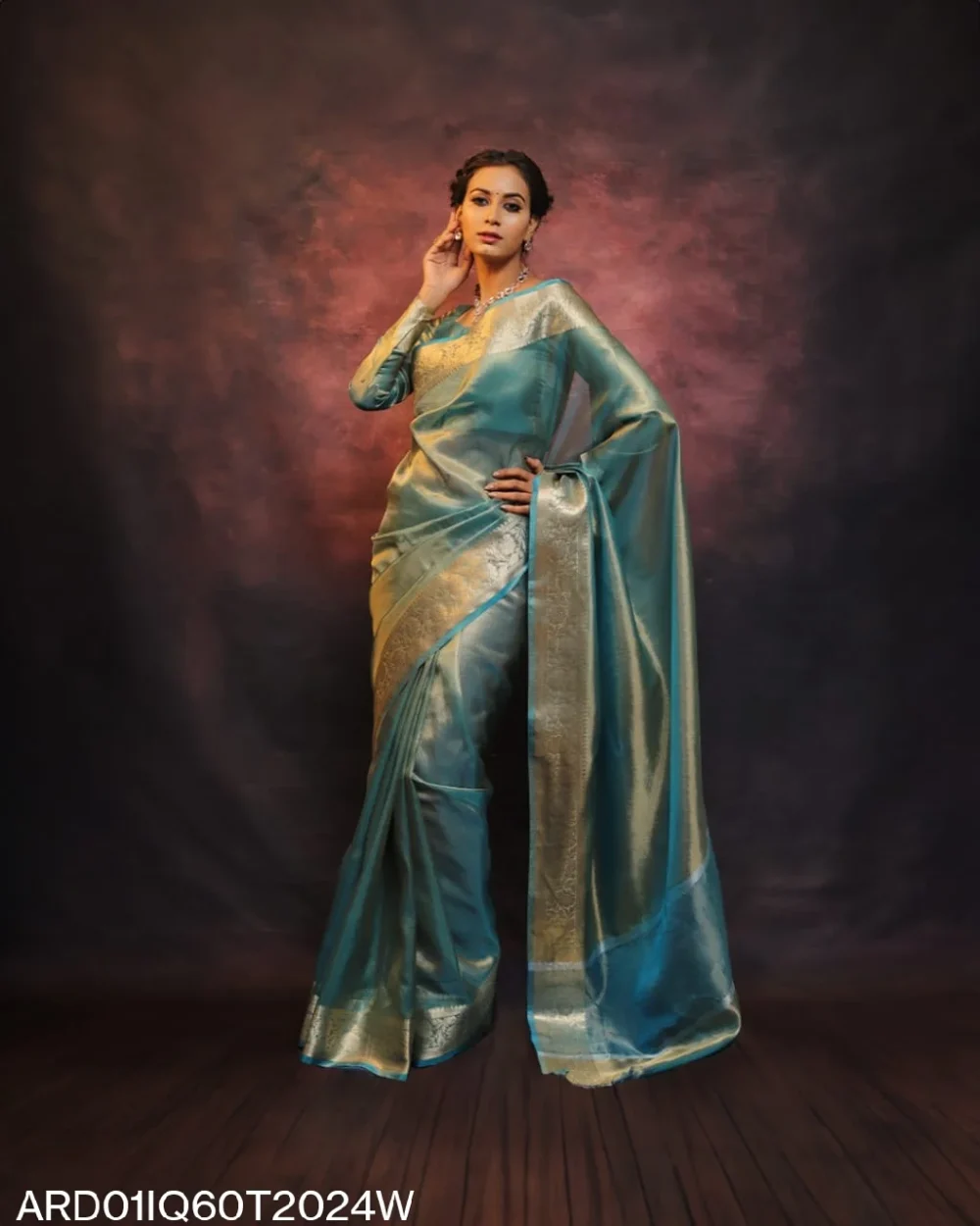 Sky Blue Banarasi Tissue Silk Saree
