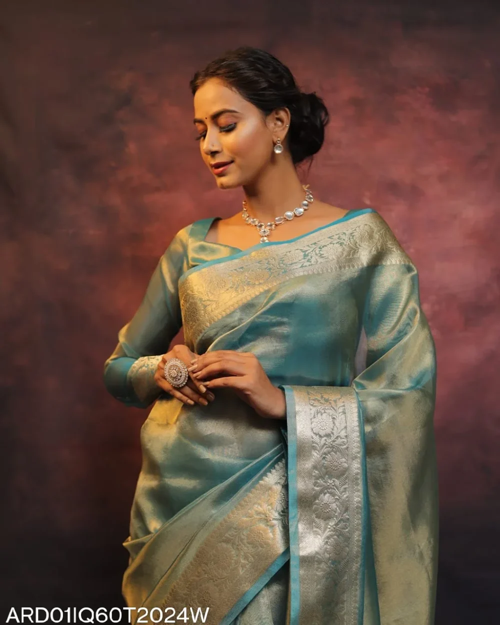 Sky Blue Banarasi Tissue Silk Saree
