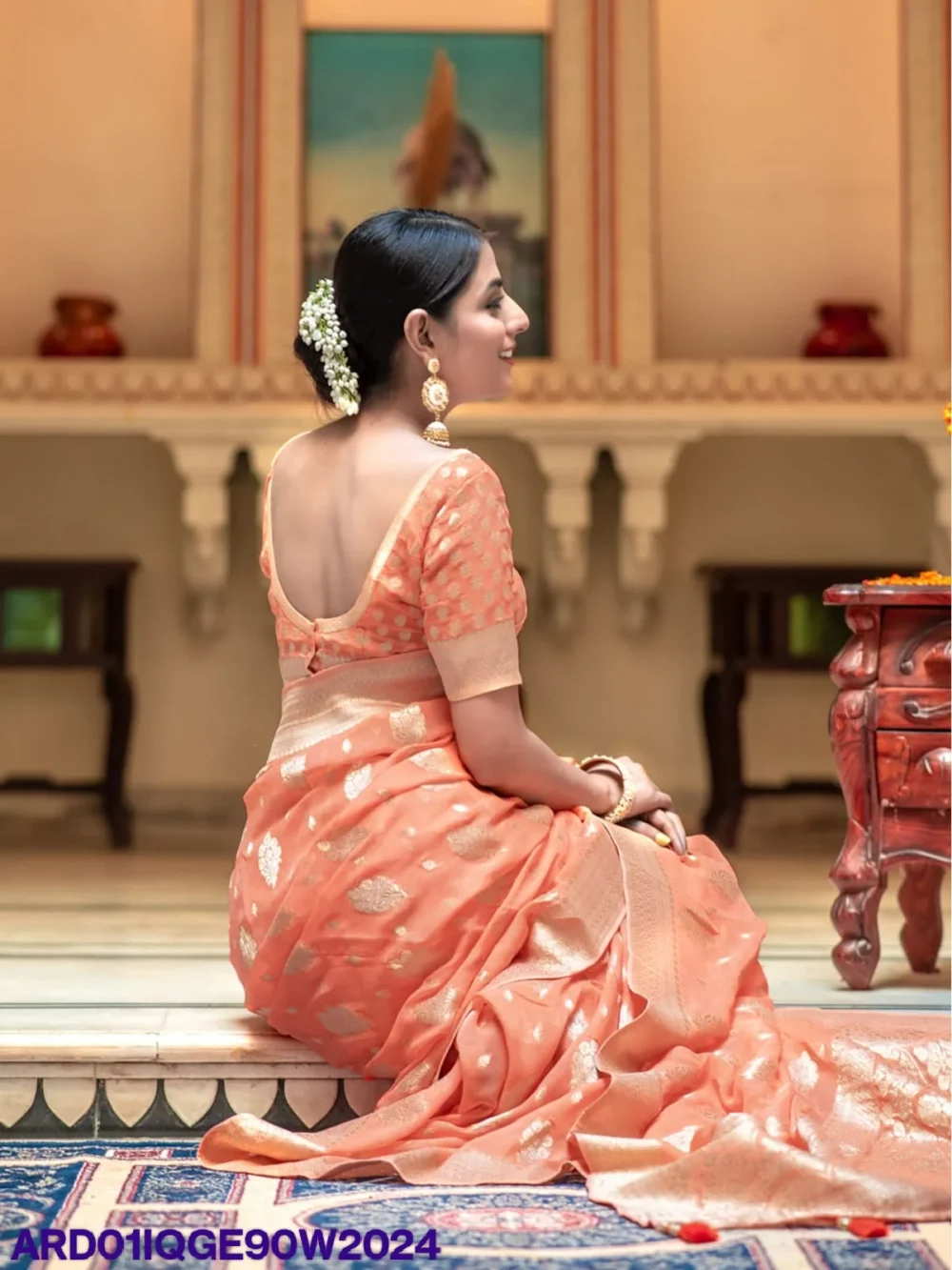 Banarasi Peach Semi Georgette Saree By Ardhaangini