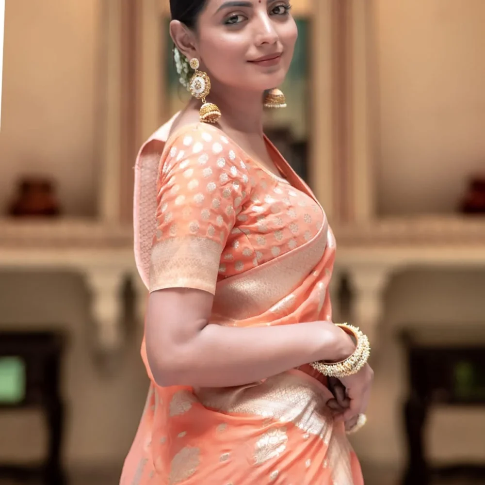 Banarasi Peach Semi Georgette Saree By Ardhaangini