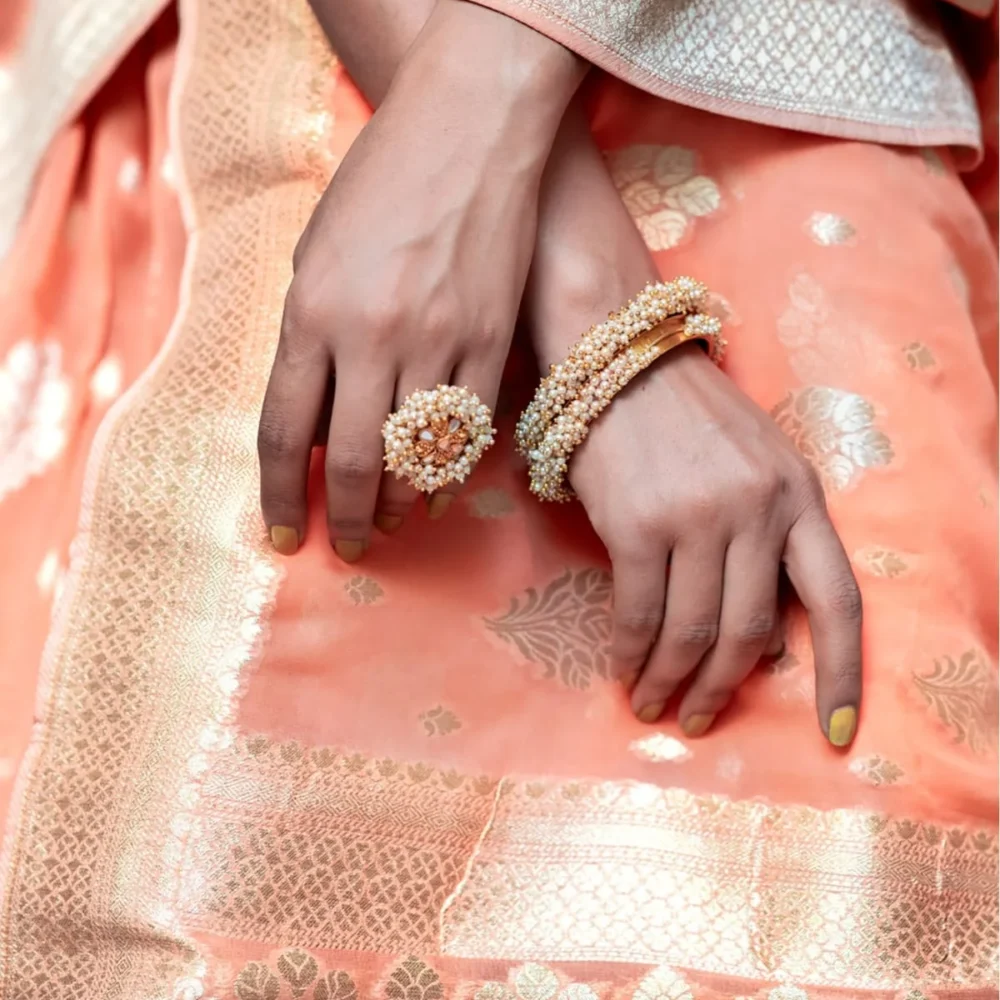 Banarasi Peach Semi Georgette Saree By Ardhaangini