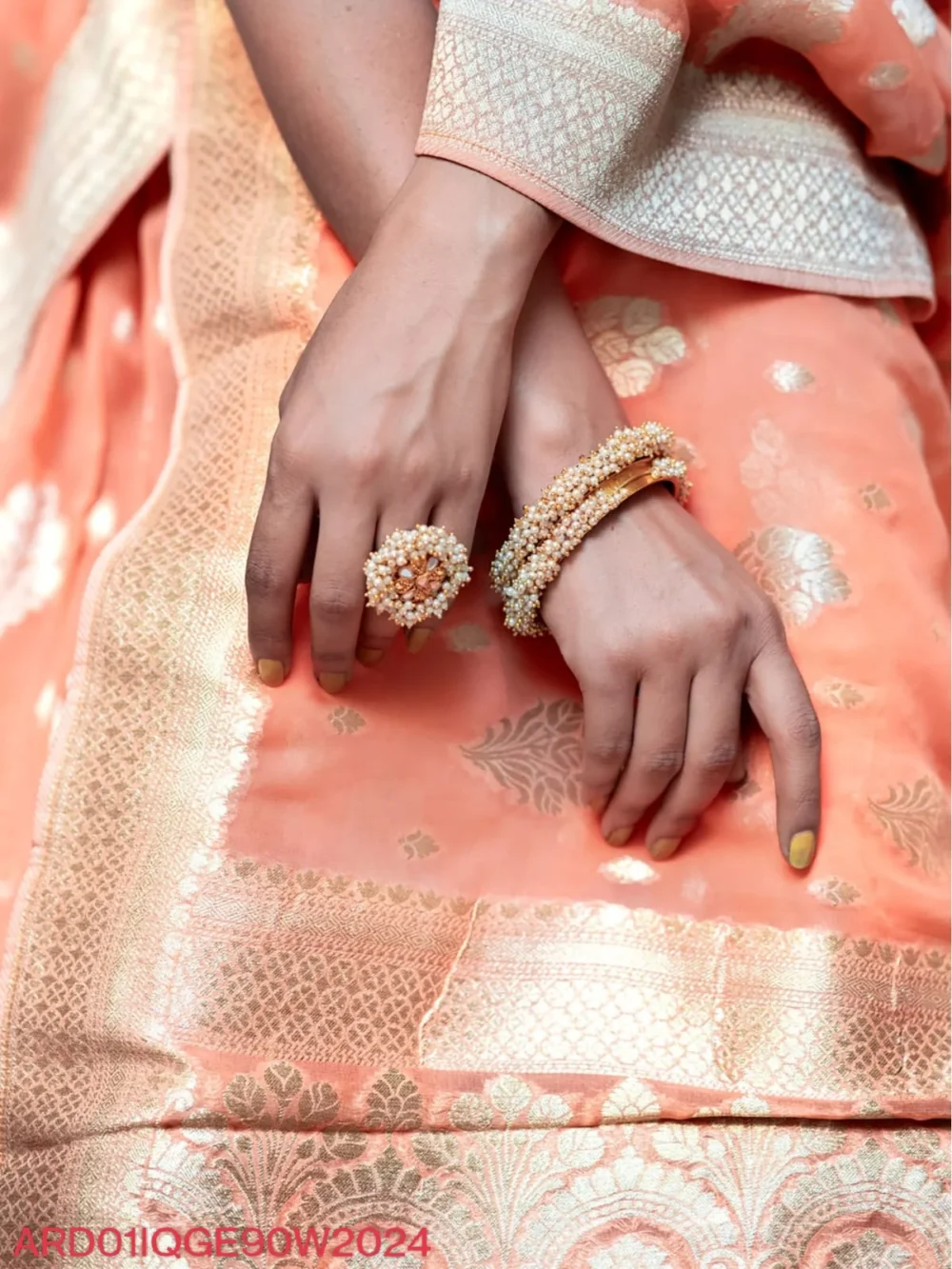 Banarasi Peach Semi Georgette Saree By Ardhaangini