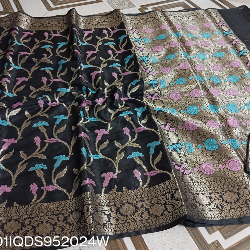 Black Dupion Silk Saree