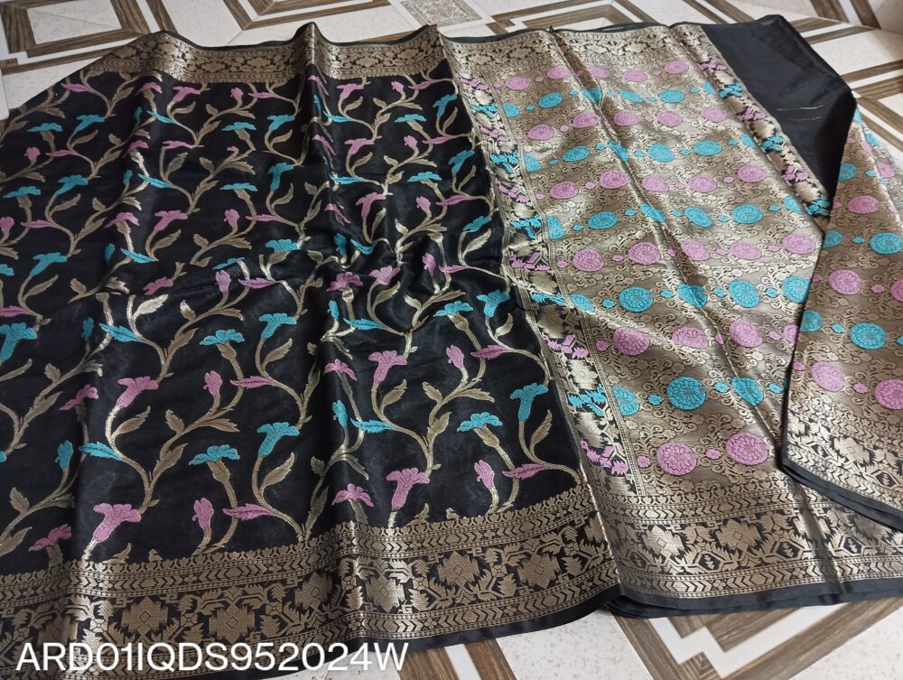 Black Dupion Silk Saree