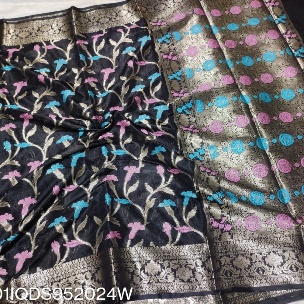 Black Dupion Silk Saree