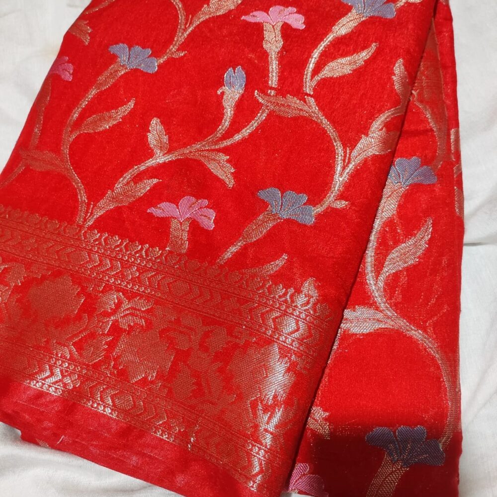 Red Dupion Silk Saree