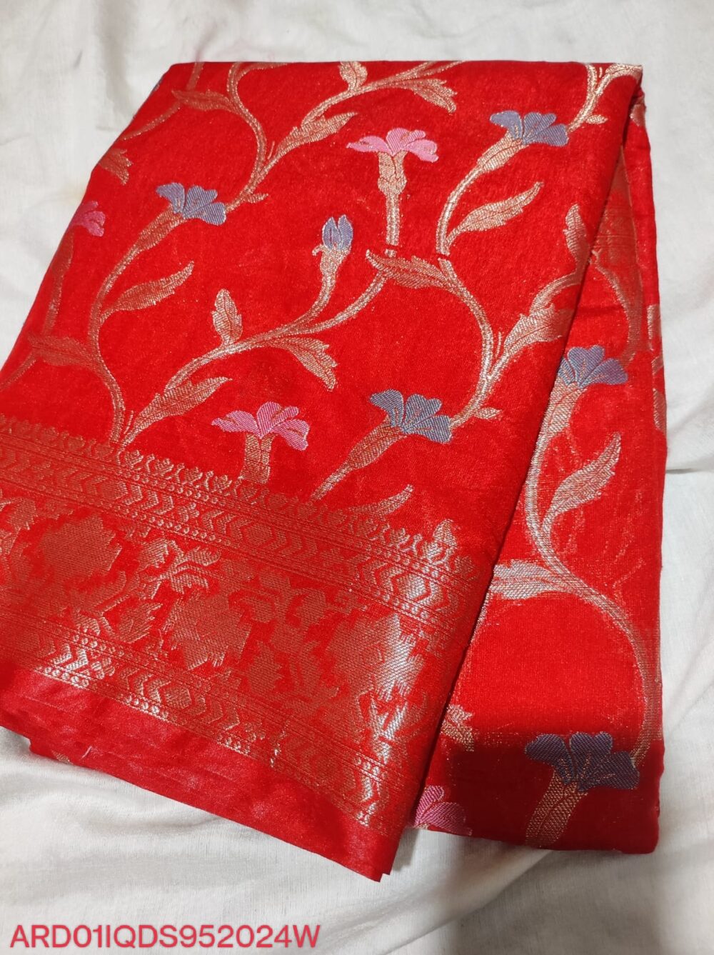 Red Dupion Silk Saree