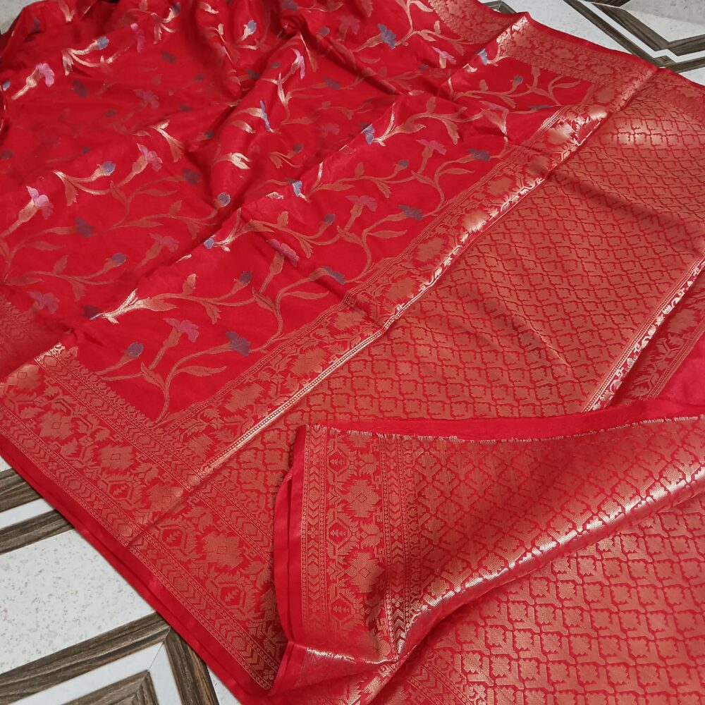 Red Dupion Silk Saree