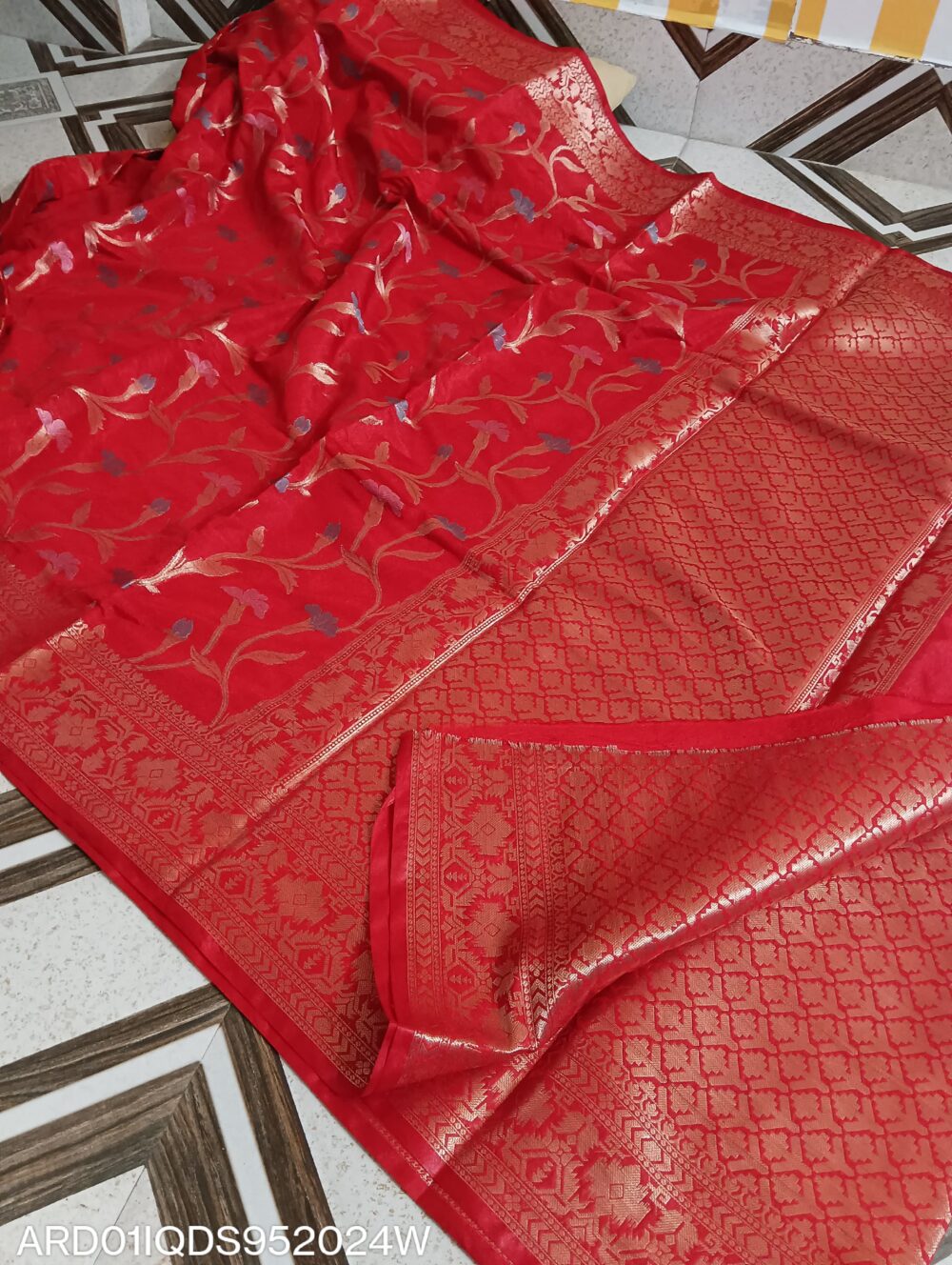 Red Dupion Silk Saree