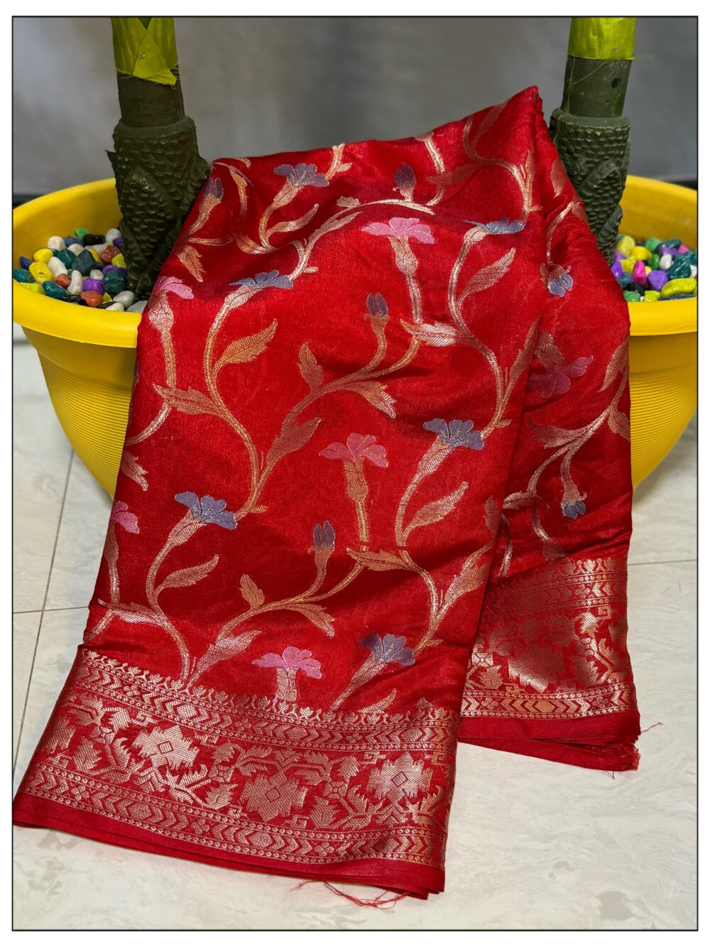 Red Dupion Silk Saree