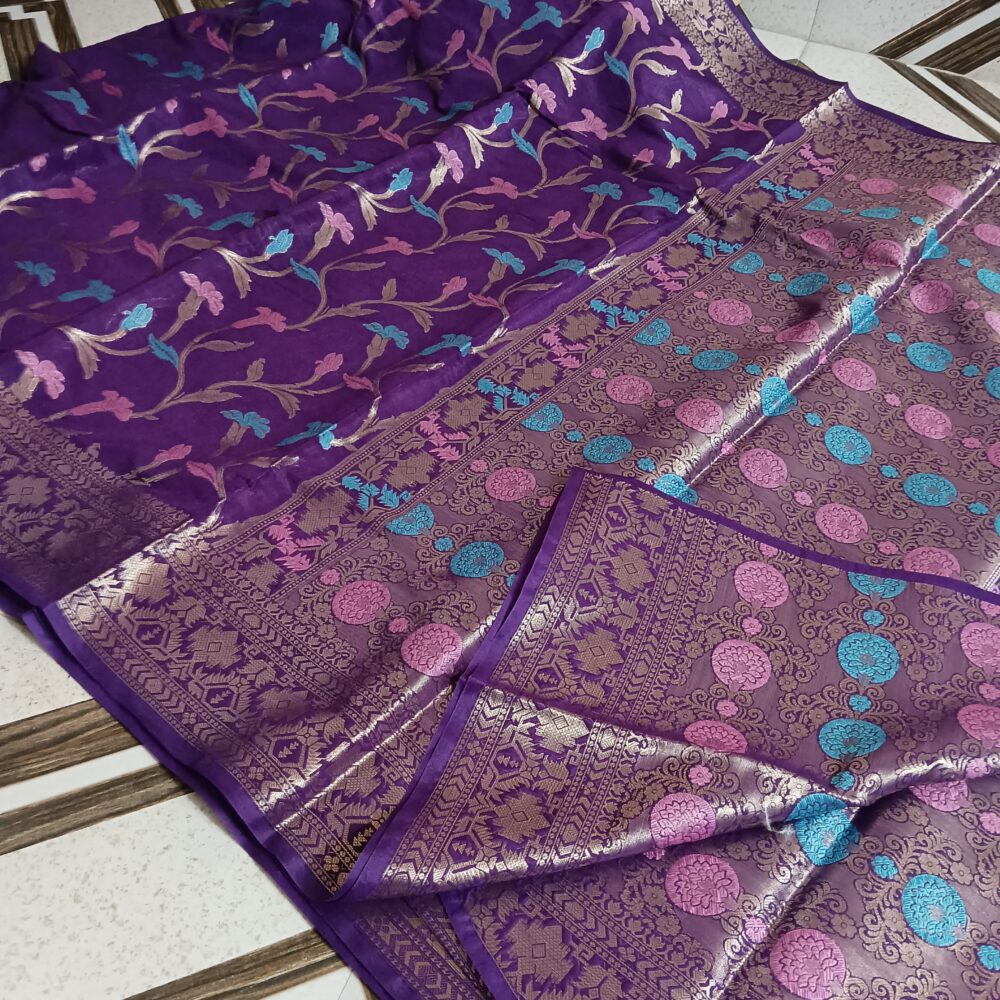 Purple Dupion silk saree