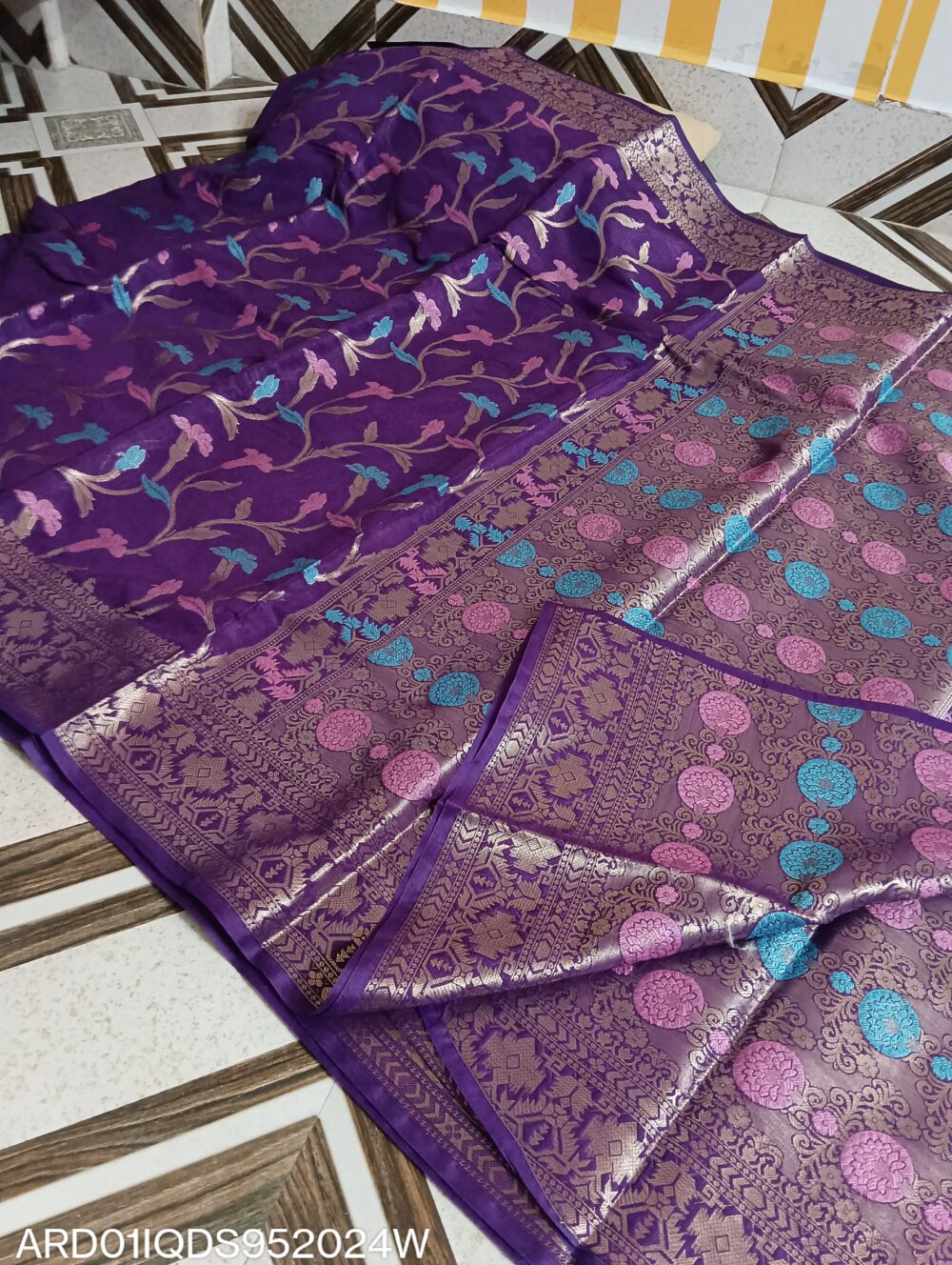 Purple Dupion silk saree