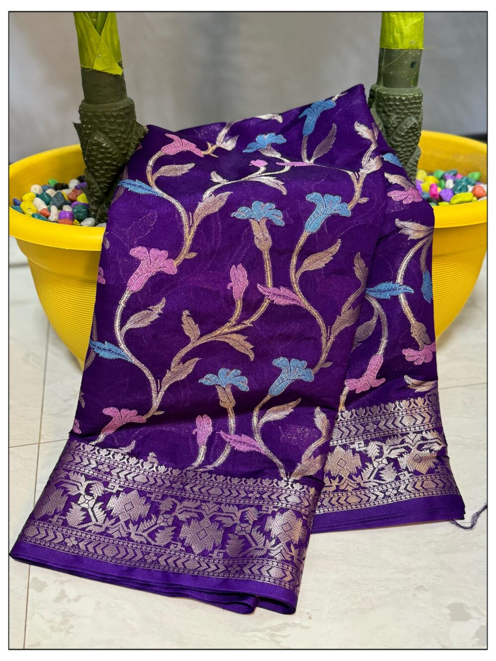 Purple Dupion silk saree