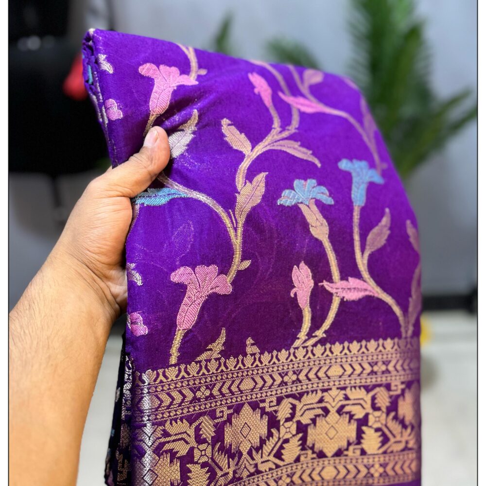 Purple Dupion silk saree