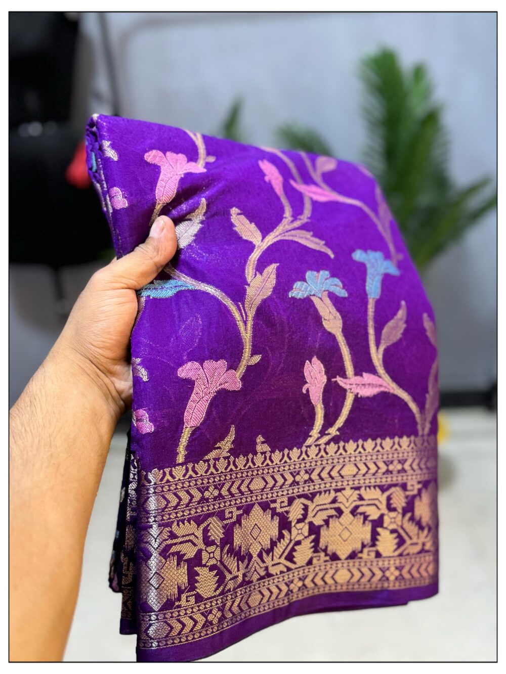 Purple Dupion silk saree