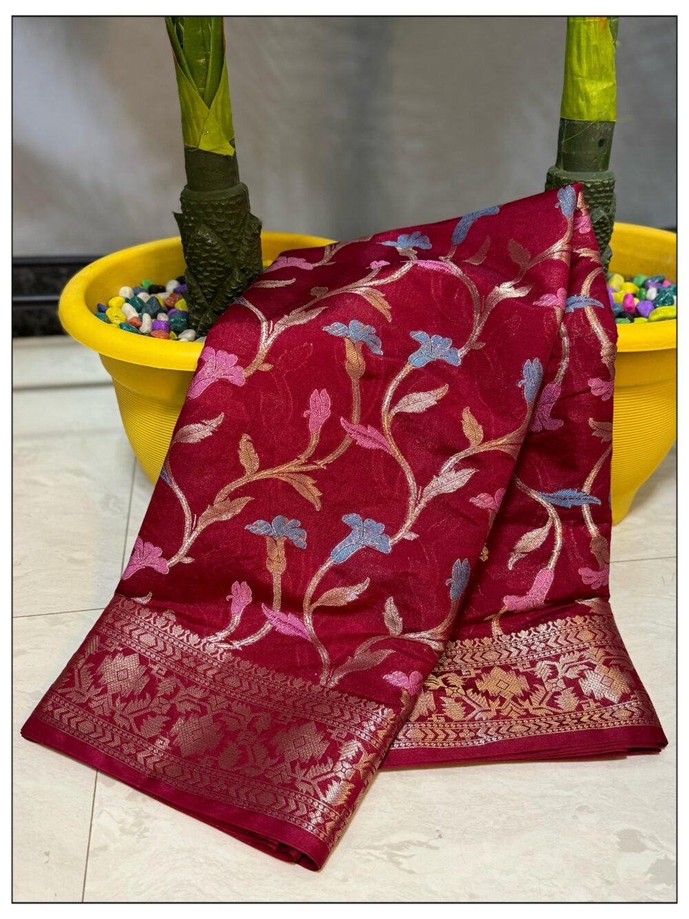 Maroon Dupion Silk Saree