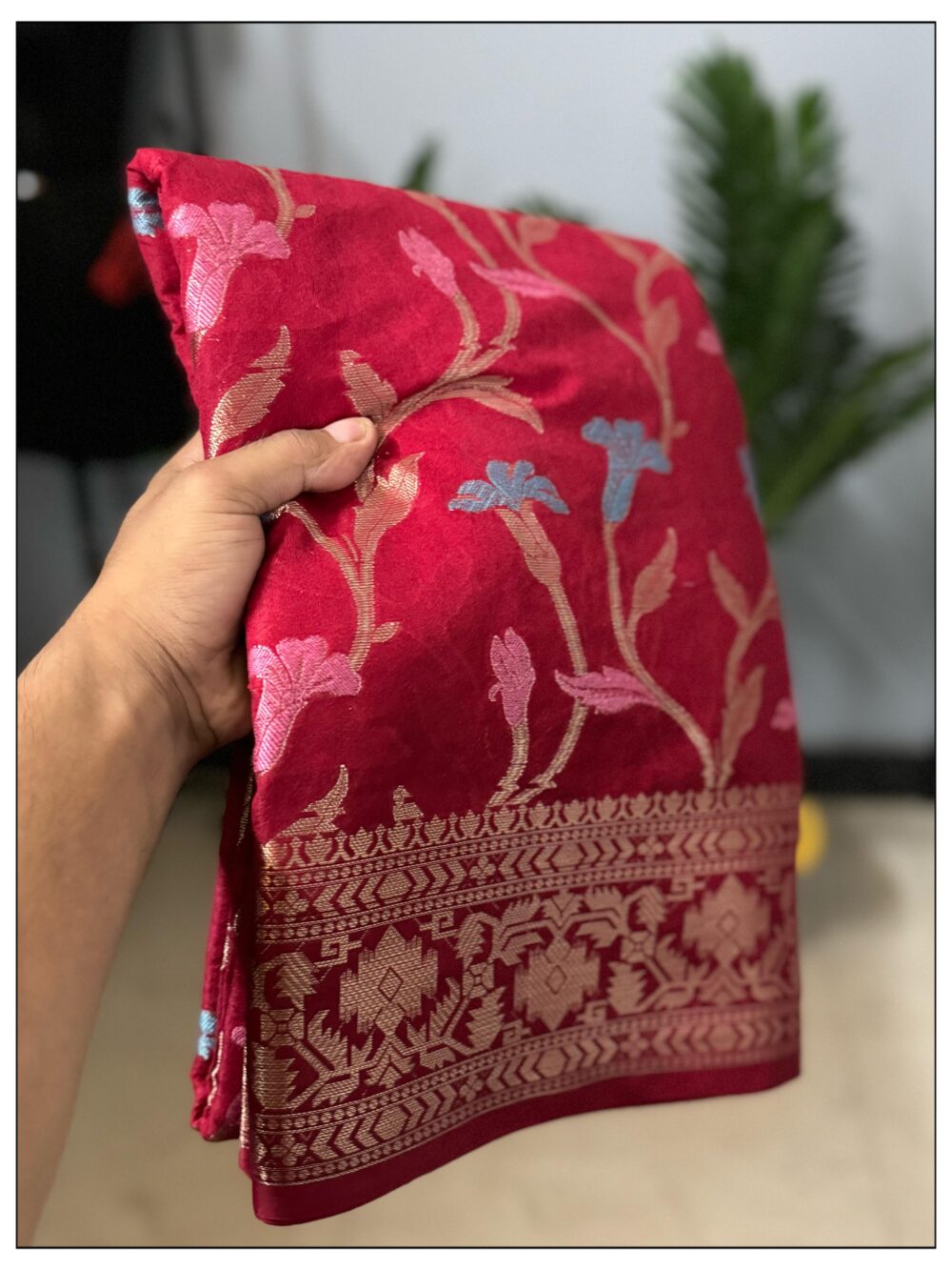 Maroon Dupion Silk Saree