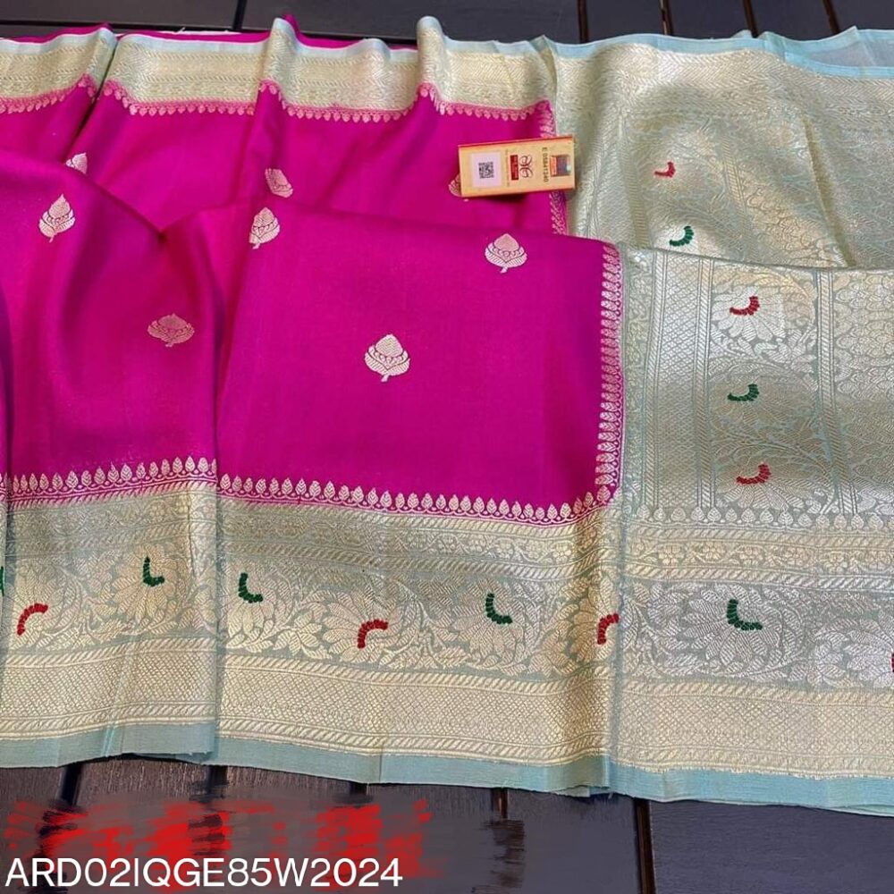 Ardhaangini Pink and skyblue color Georgette Saree 01