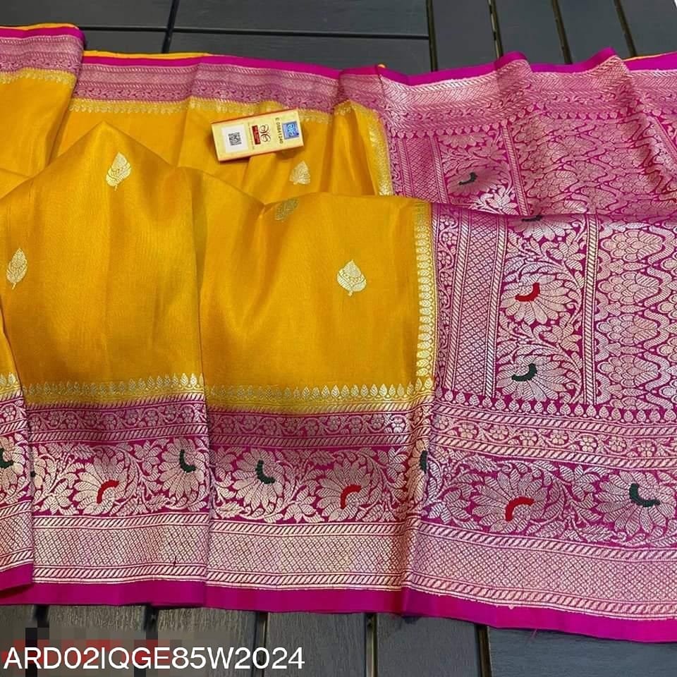 Ardhaangini yellow and pink color Georgette Saree 010