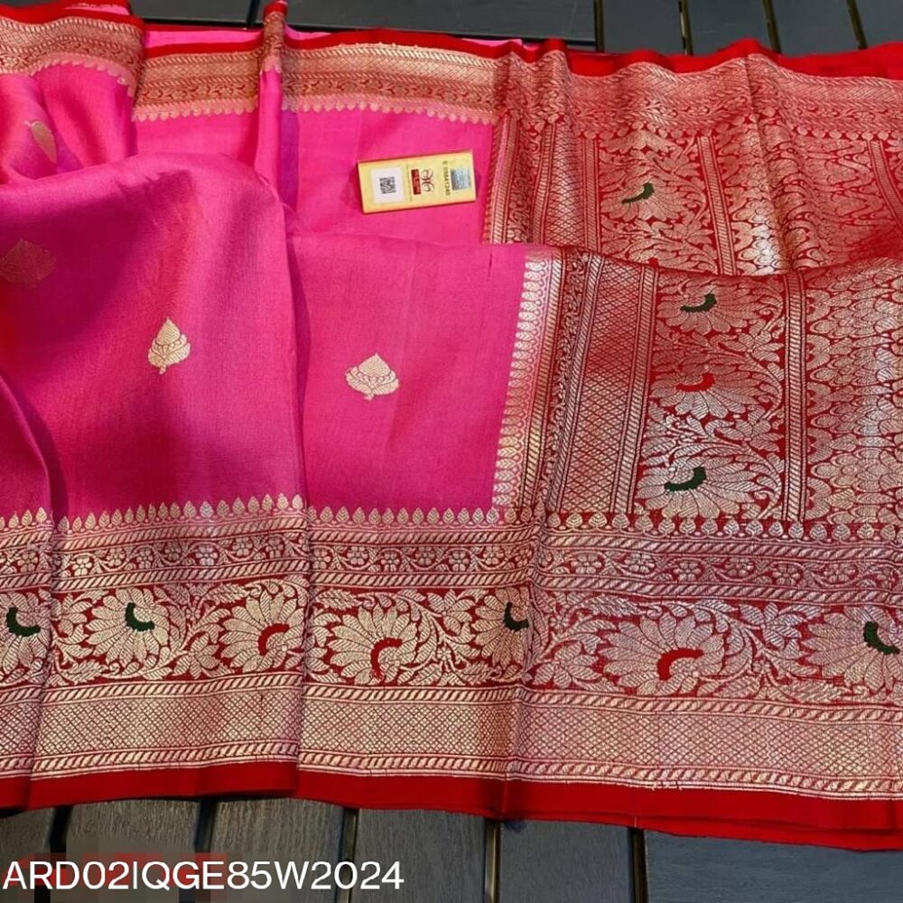 Ardhaangini Pink and red color Georgette Saree 09