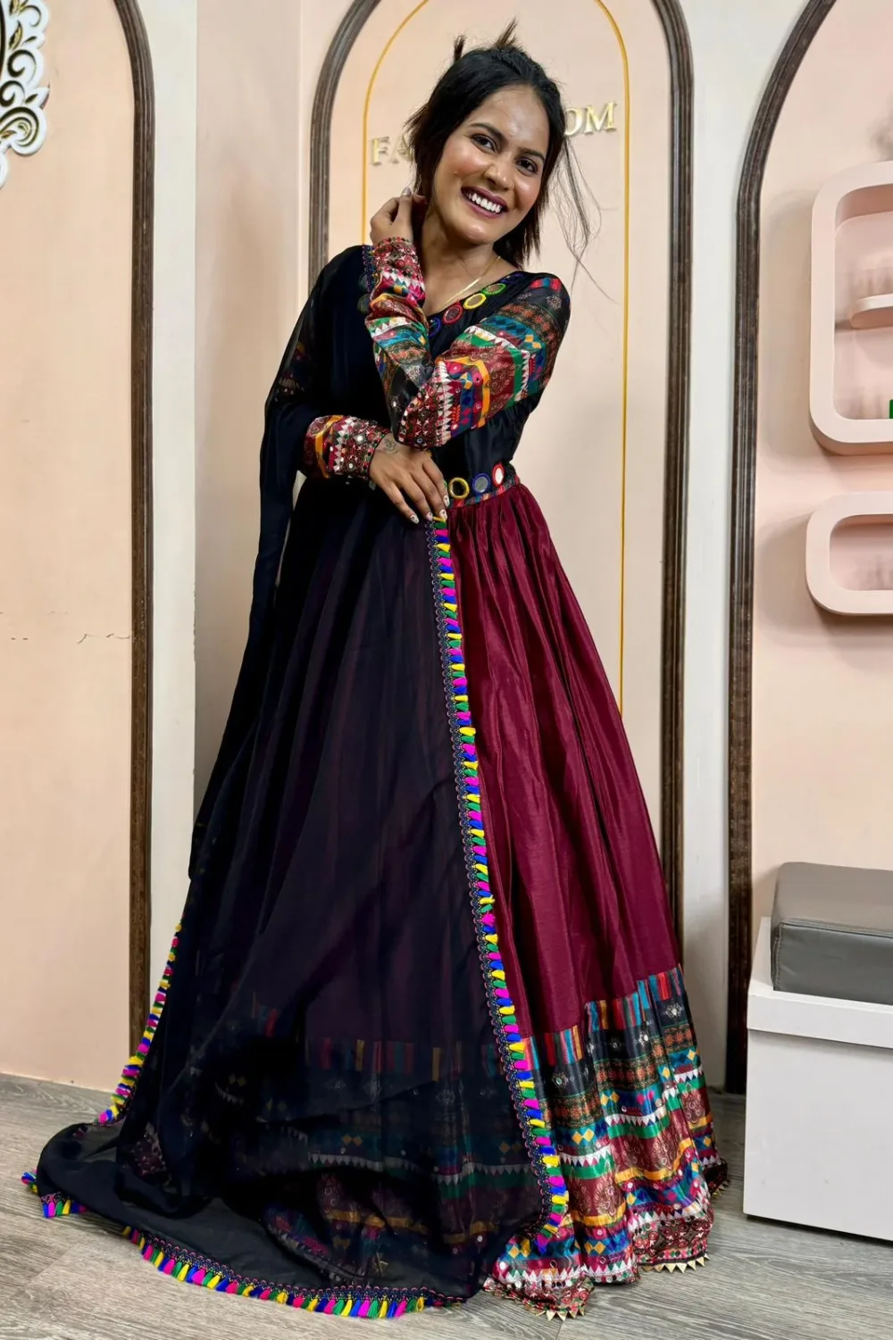 2-Piece Chinon Silk Gown with Beautiful Dupatta