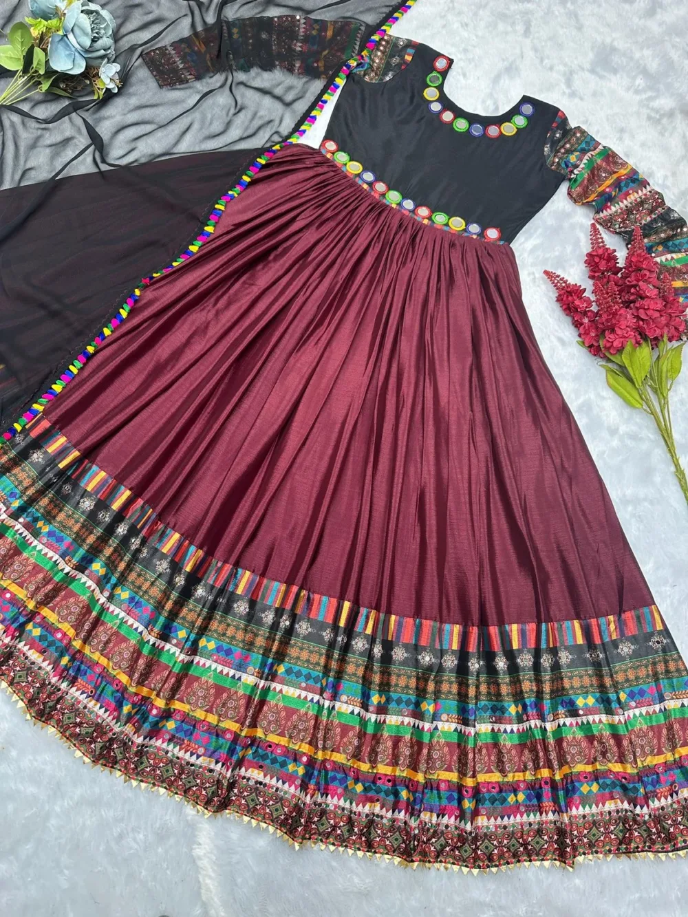 2-Piece Chinon Silk Gown with Beautiful Dupatta