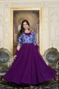 Ardhaangini Beautiful Festival Purple Gown with Dupatta