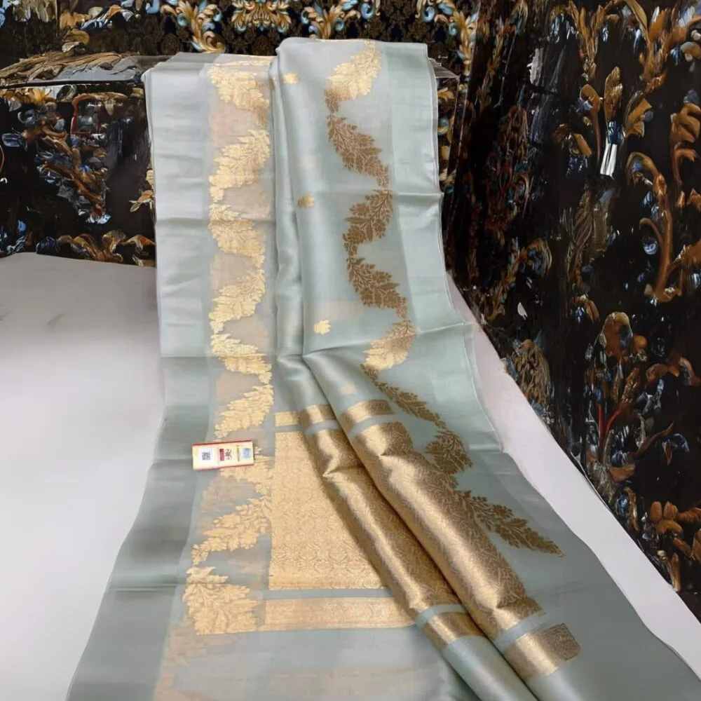 Pastel blue color saree