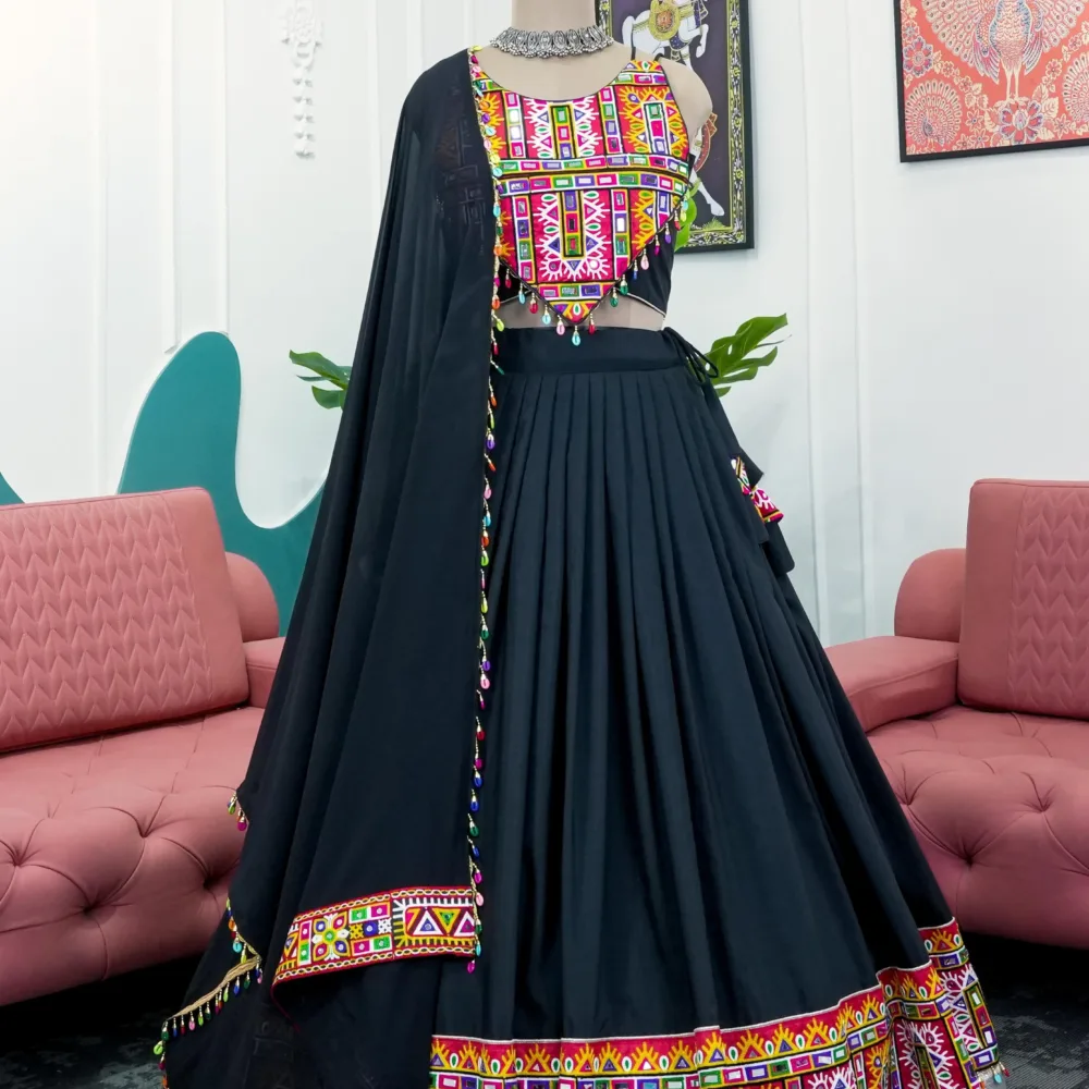 Rayon Lehenga Choli Set with Real Mirror