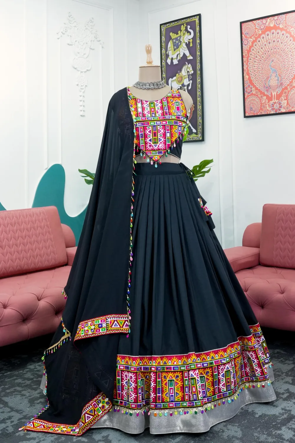Rayon Lehenga Choli Set with Real Mirror