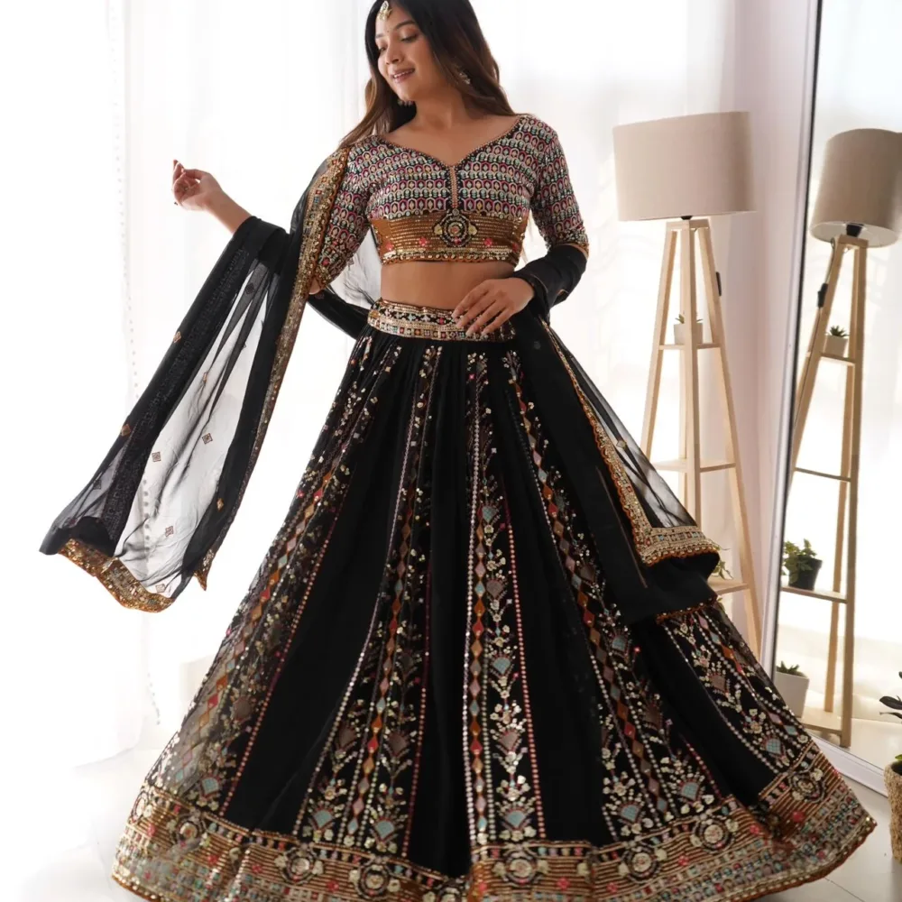 Faux Georgette Lehenga Choli Set with Dupatta