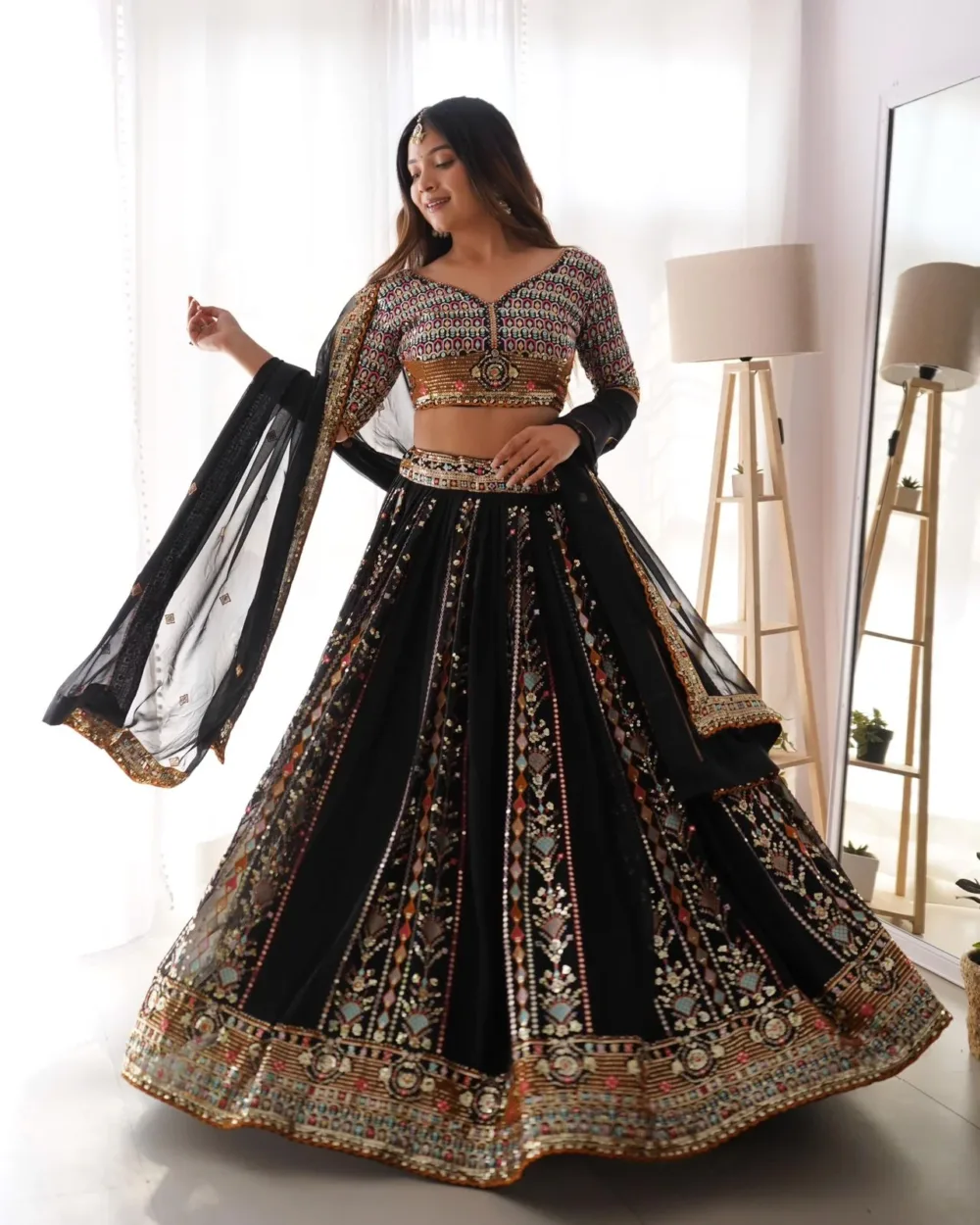 Faux Georgette Lehenga Choli Set with Dupatta