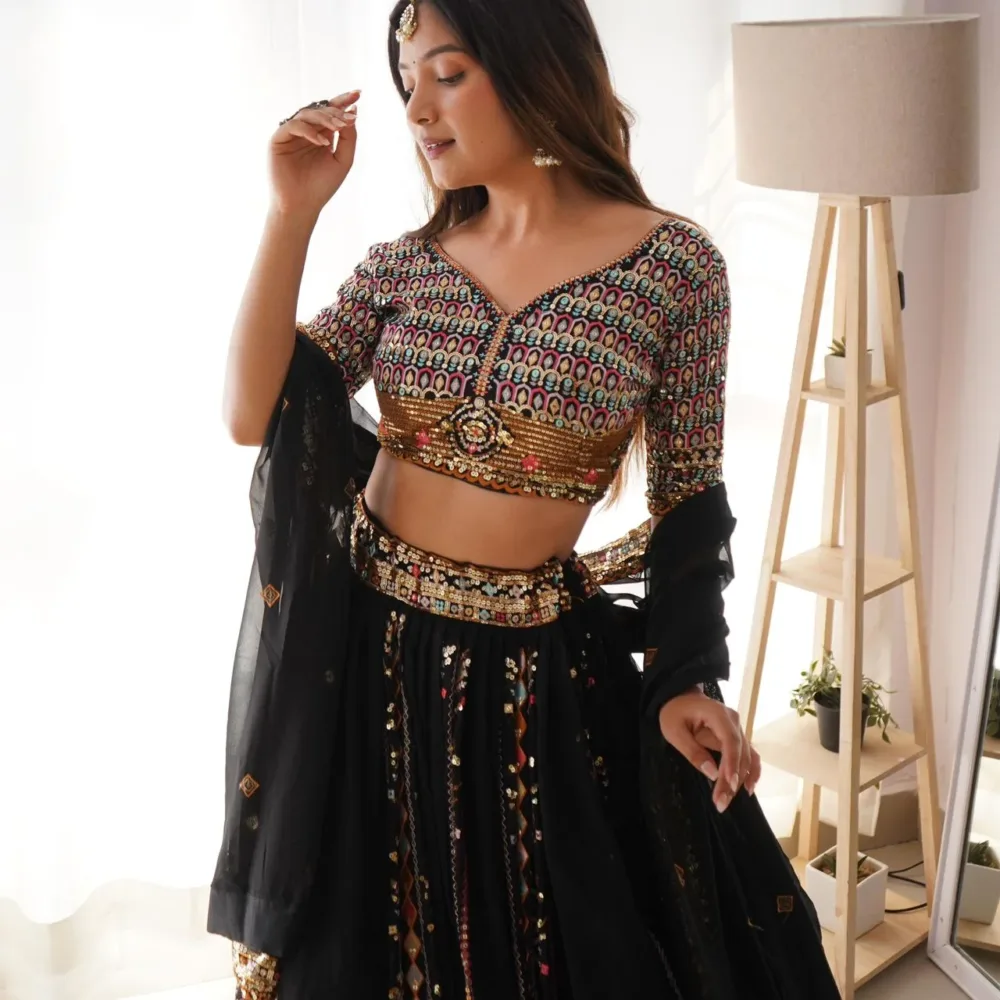 Faux Georgette Lehenga Choli Set with Dupatta