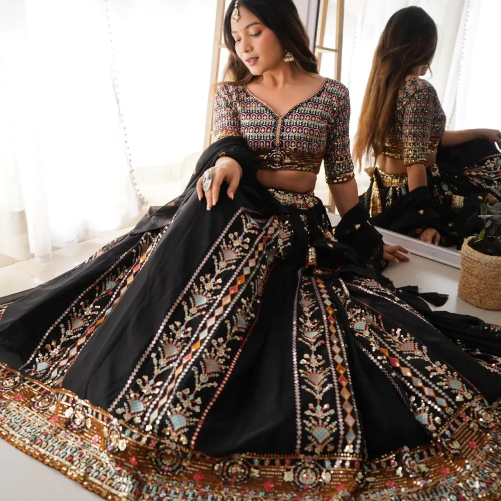 Faux Georgette Lehenga Choli Set with Dupatta