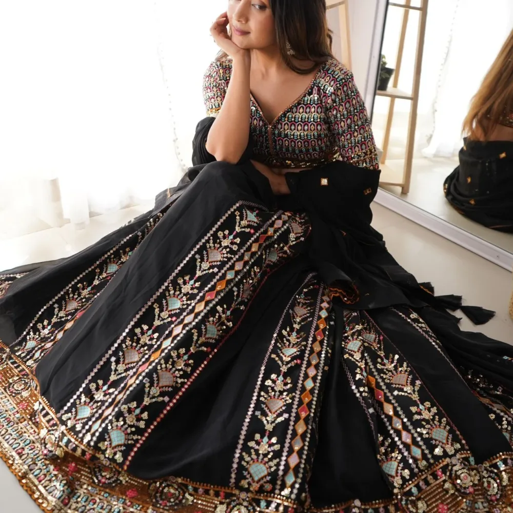 Faux Georgette Lehenga Choli Set with Dupatta