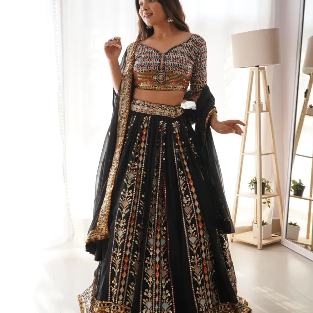 Faux Georgette Lehenga Choli Set with Dupatta