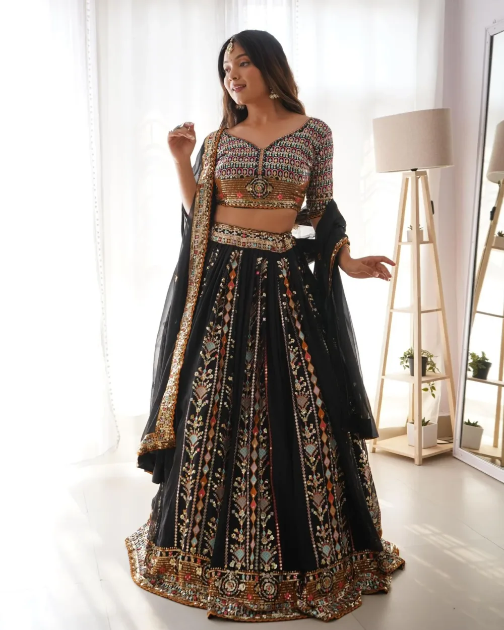 Faux Georgette Lehenga Choli Set with Dupatta