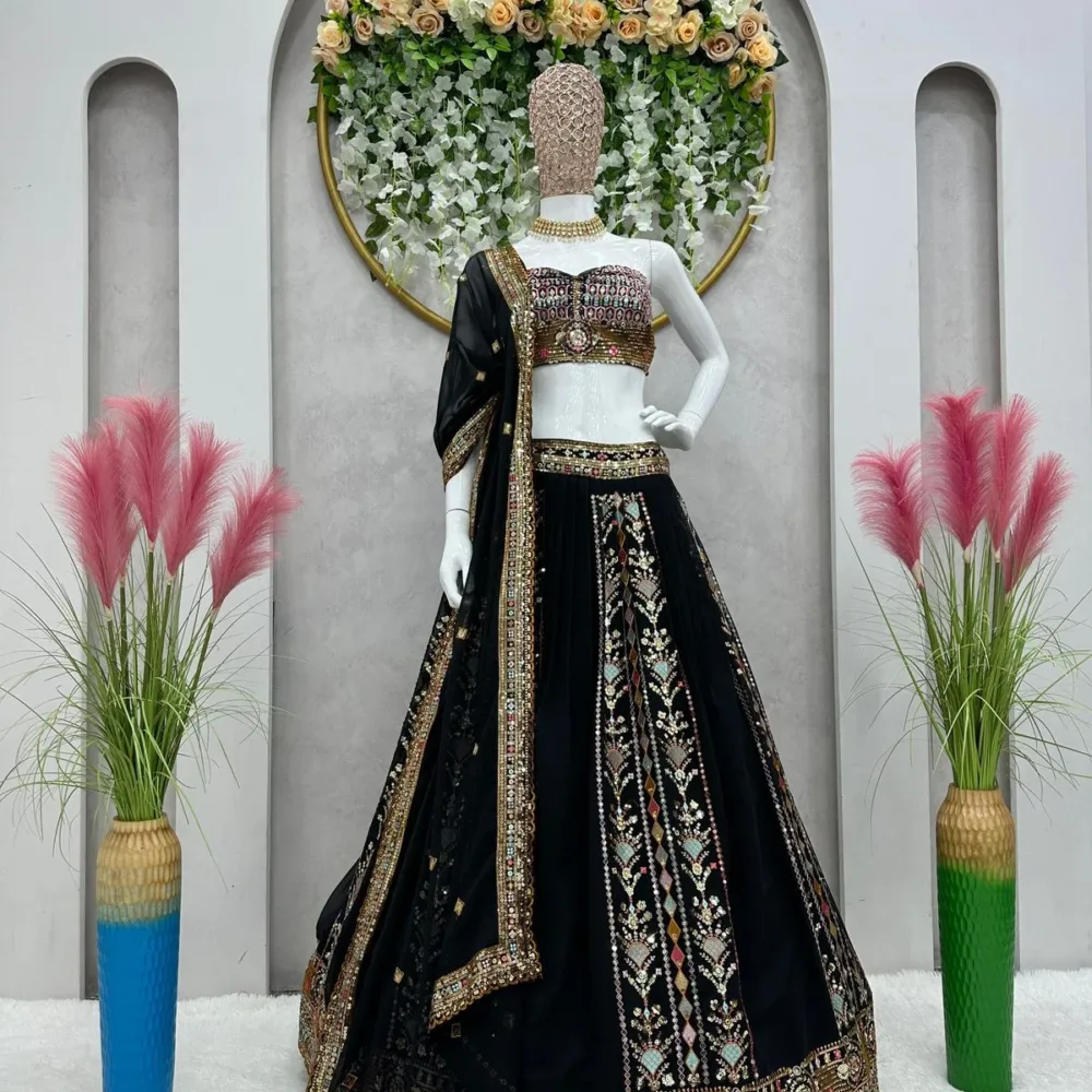 Faux Georgette Lehenga Choli Set with Dupatta