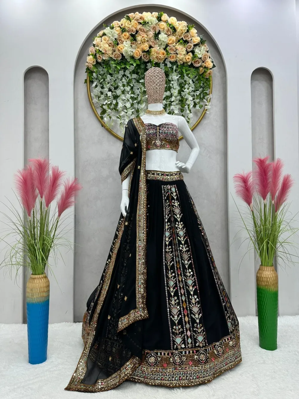 Faux Georgette Lehenga Choli Set with Dupatta