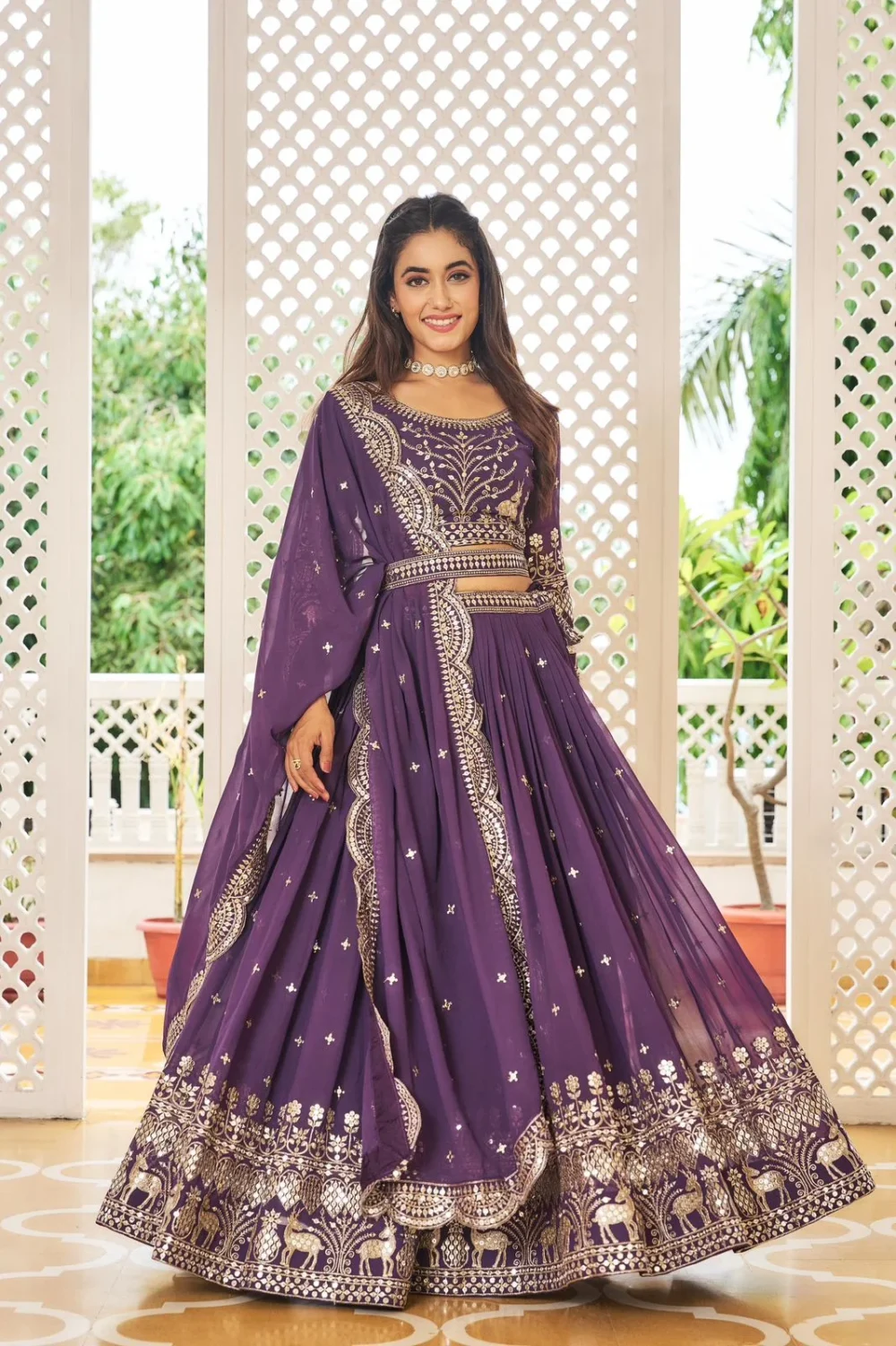 Festive Wear Lehenga Choli in Purple Color