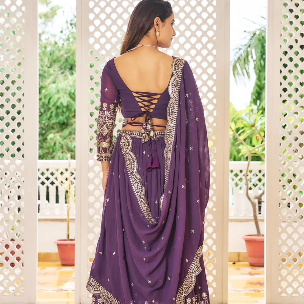 Festive Wear Lehenga Choli in Purple Color