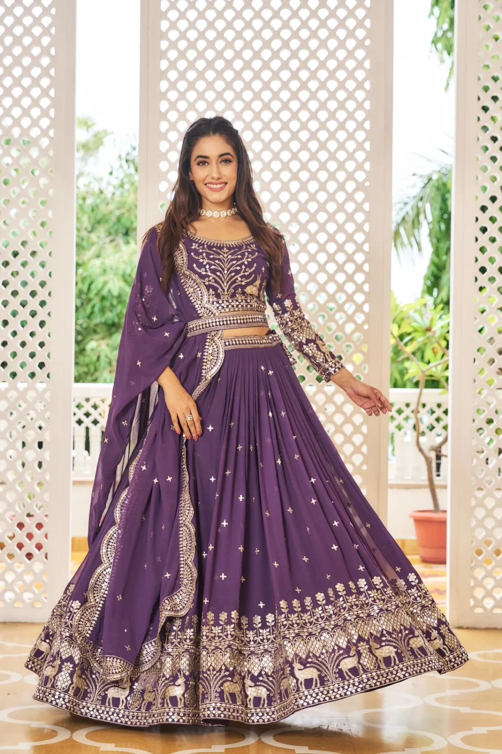 Festive Wear Lehenga Choli in Purple Color