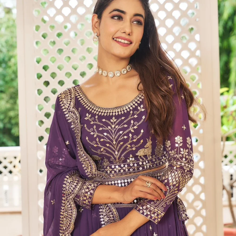 Festive Wear Lehenga Choli in Purple Color